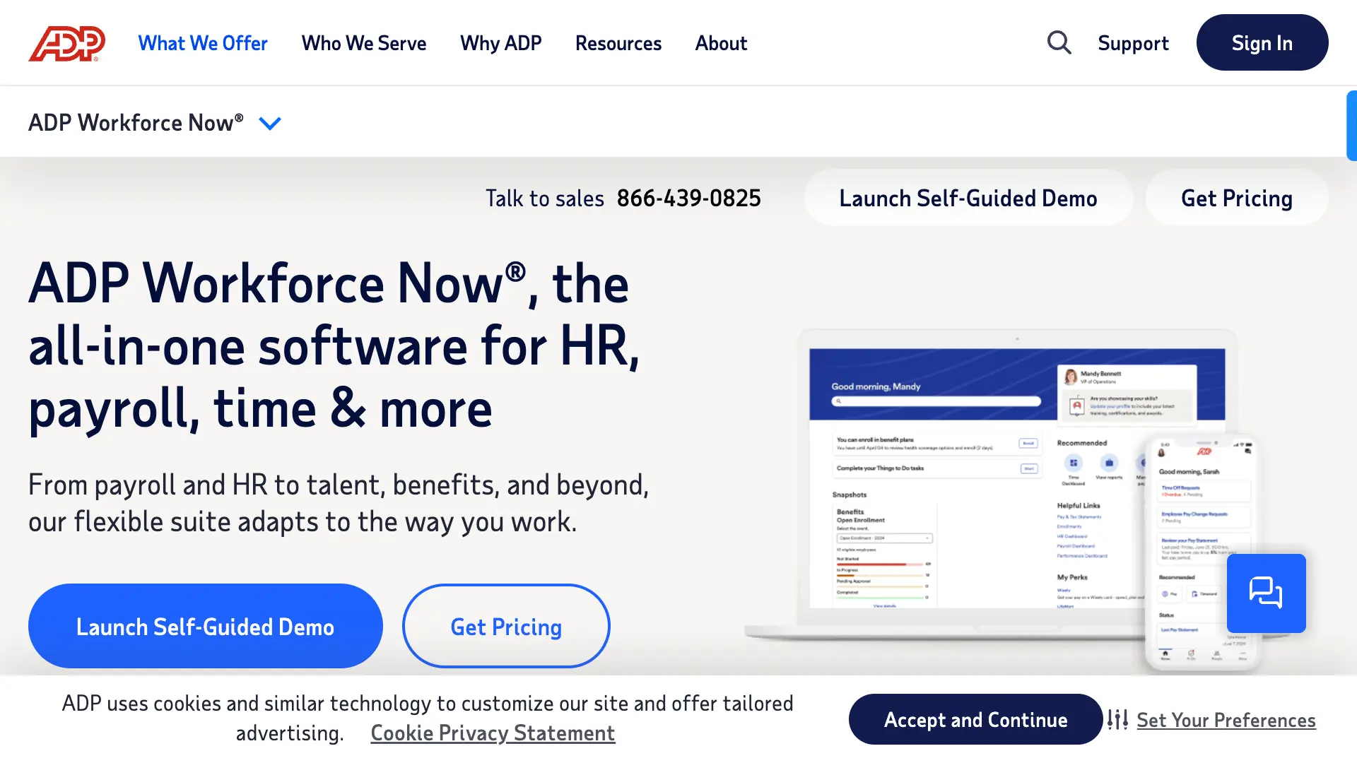 ADP Workforce Now Homepage screenshot