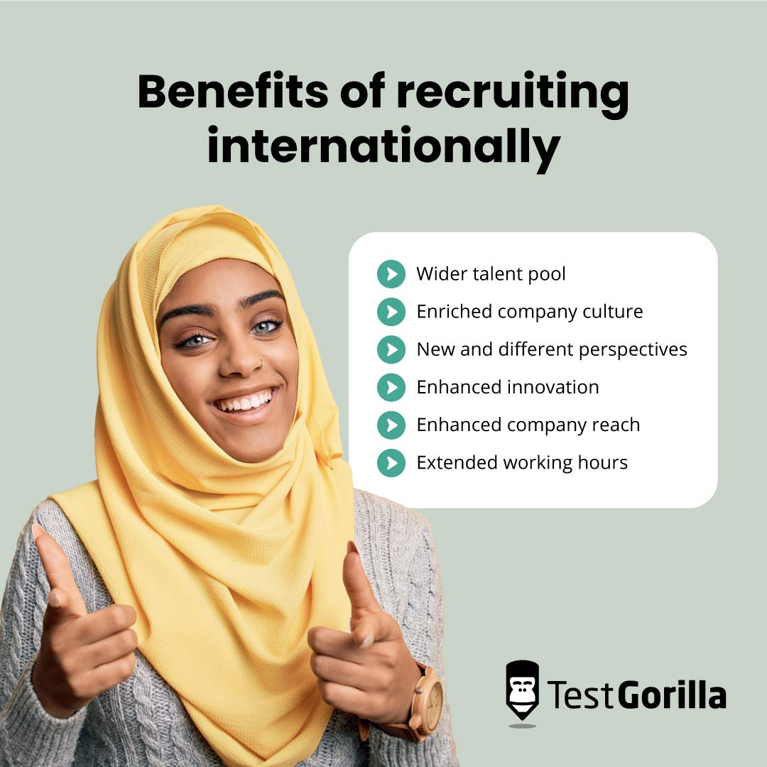 Benefits of recruiting internationally graphic