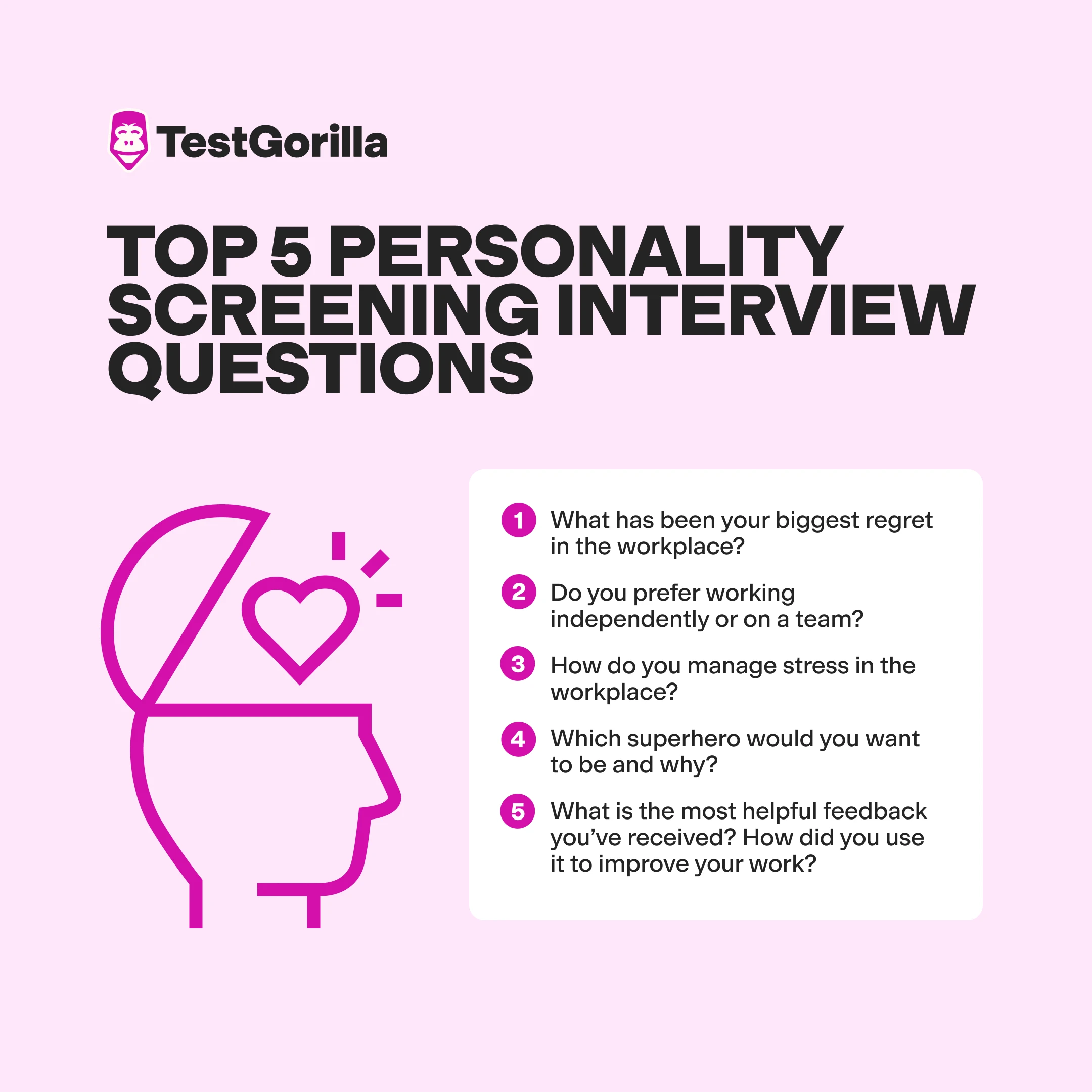 top 5 personality screening interview questions  graphic