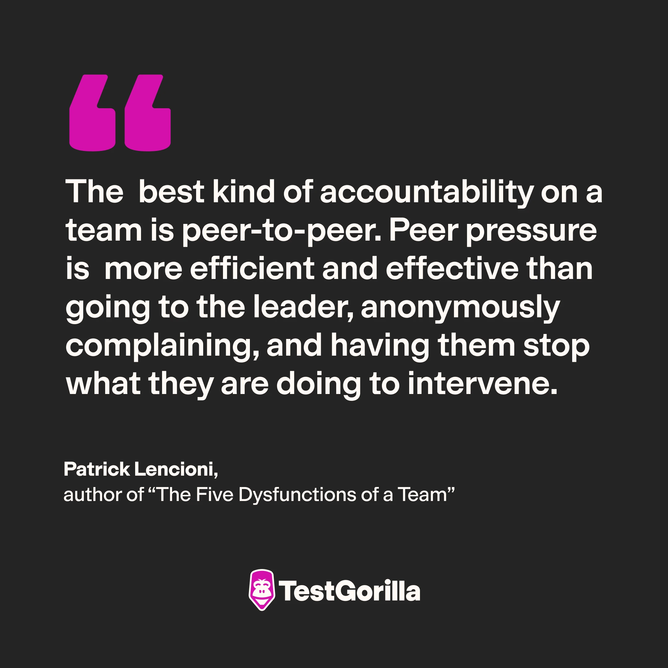 Patrick Lencioni quote on peer-to-peer accountability 