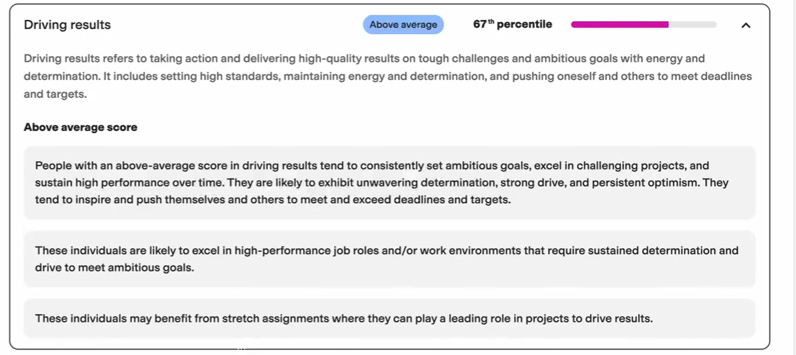 Example description of a universal skill in the Universal Skills Profiler report.