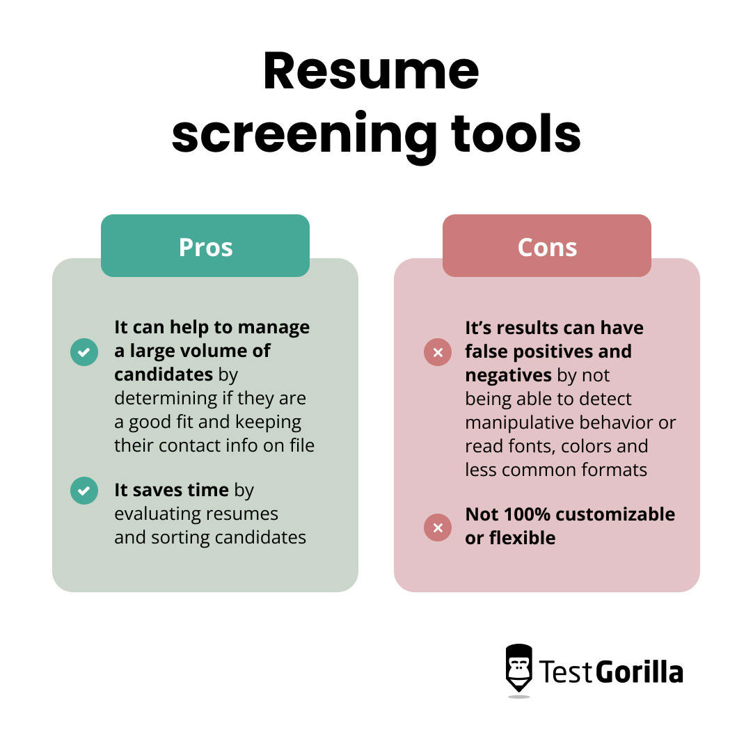 Resume screening tools the pros, the cons, and best practices TG