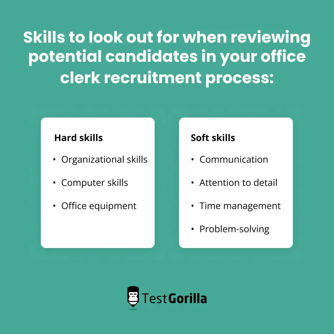 Skills to look out for when reviewing  potential office clerk candidates