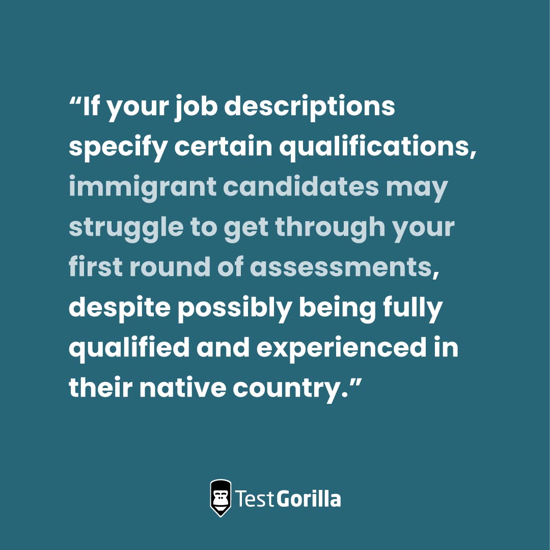 Quote about a qualification barrier experienced by immigrant talent