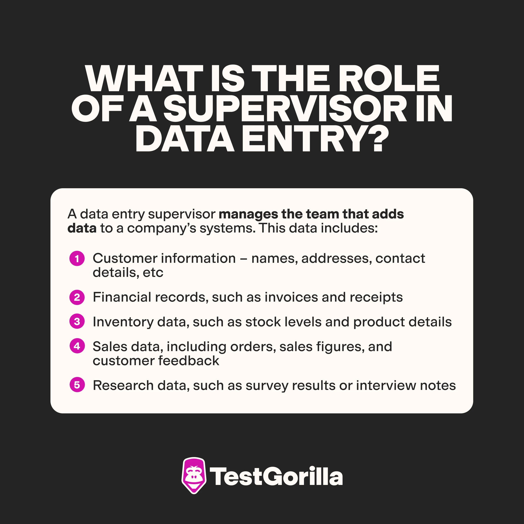 what is the role of a supervisor in a data entry graphic