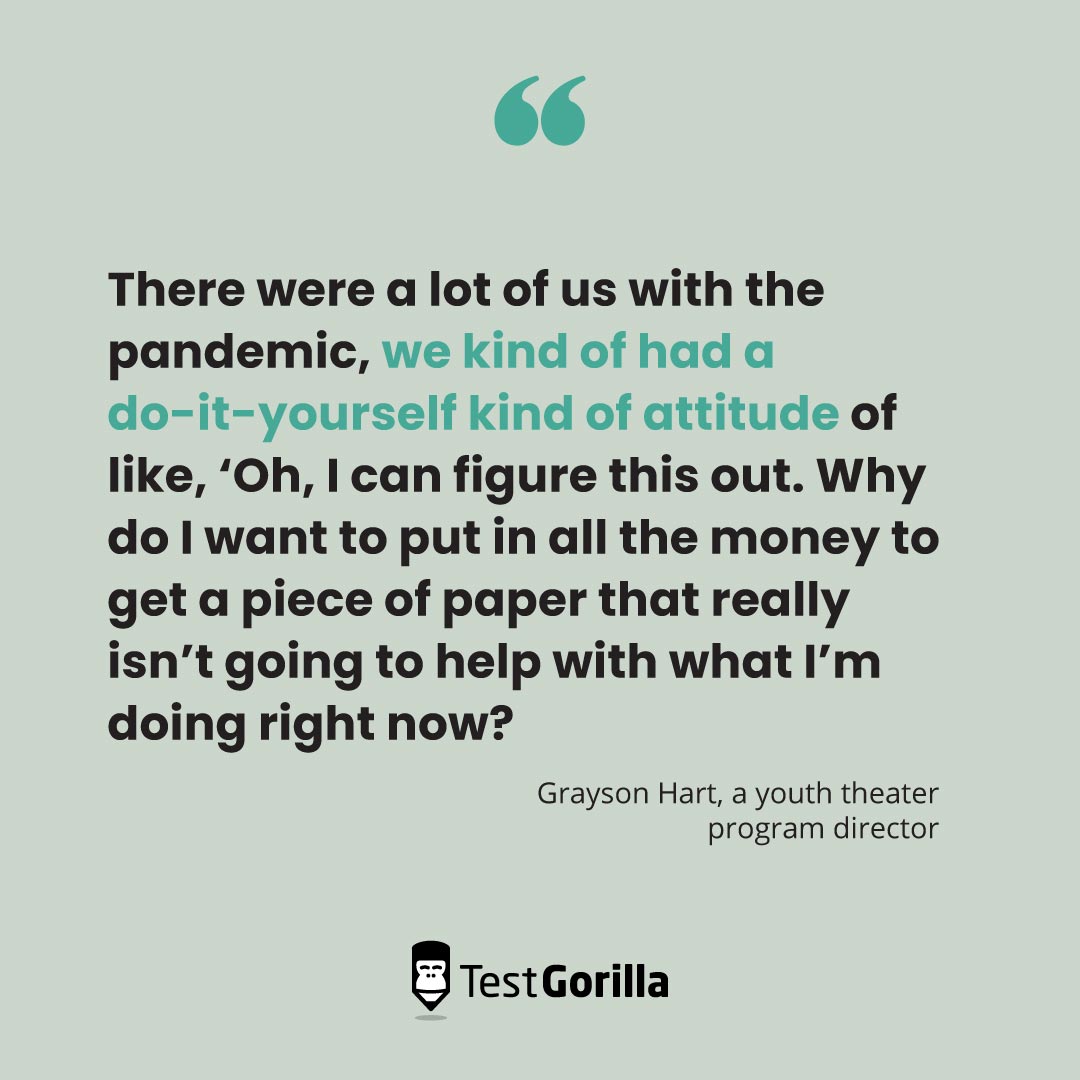 Quote from Grayson Hart about attitudes during the pandemic