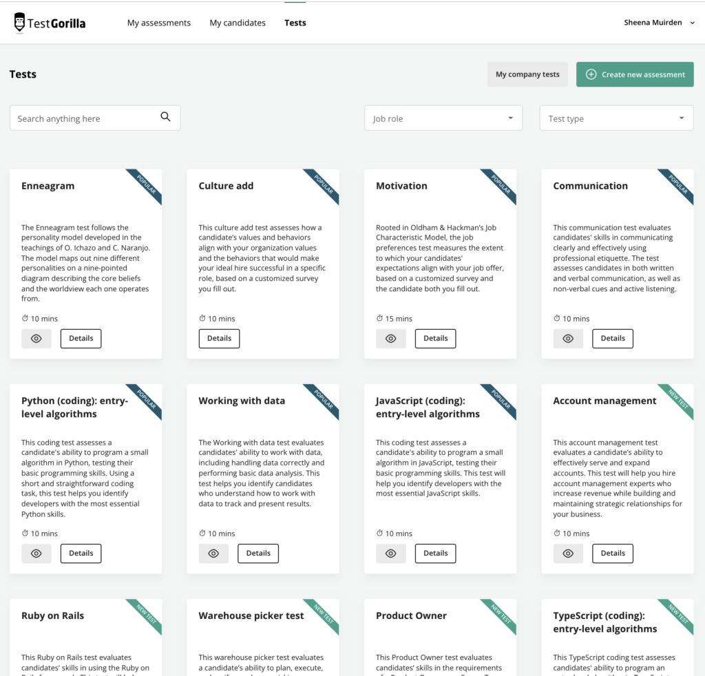 TestGorilla test library