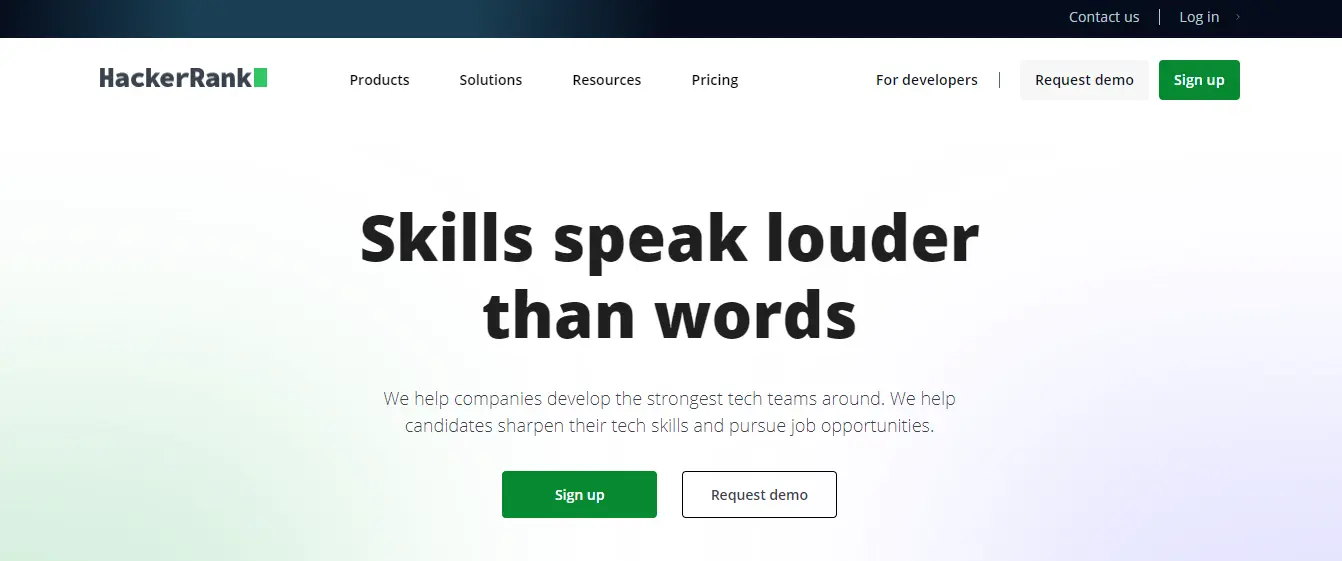 The HackerRank homepage