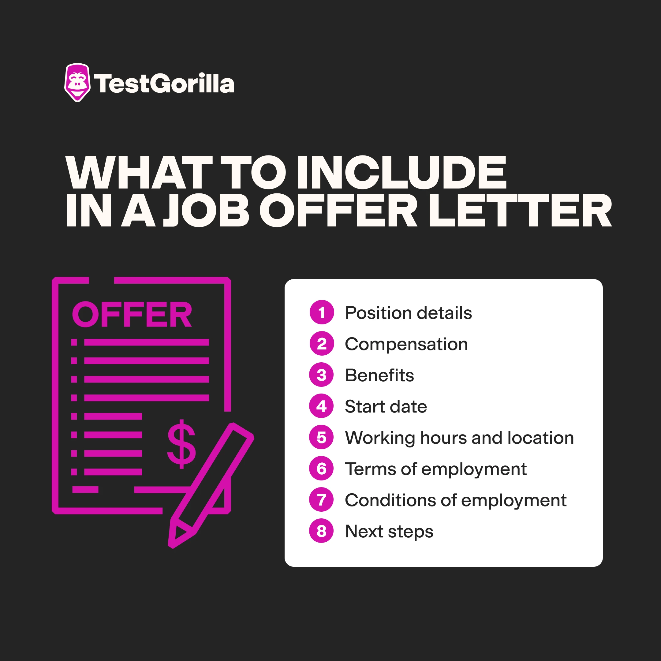 What to include in a job offer letter graphic