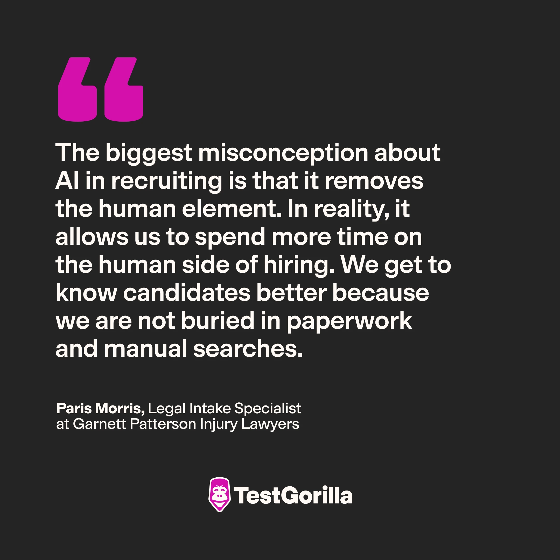 Quote Paris Morris The biggest misconception about AI in recruiting