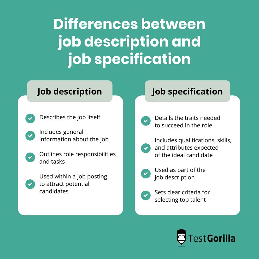 Differences between job description and job specification graphic
