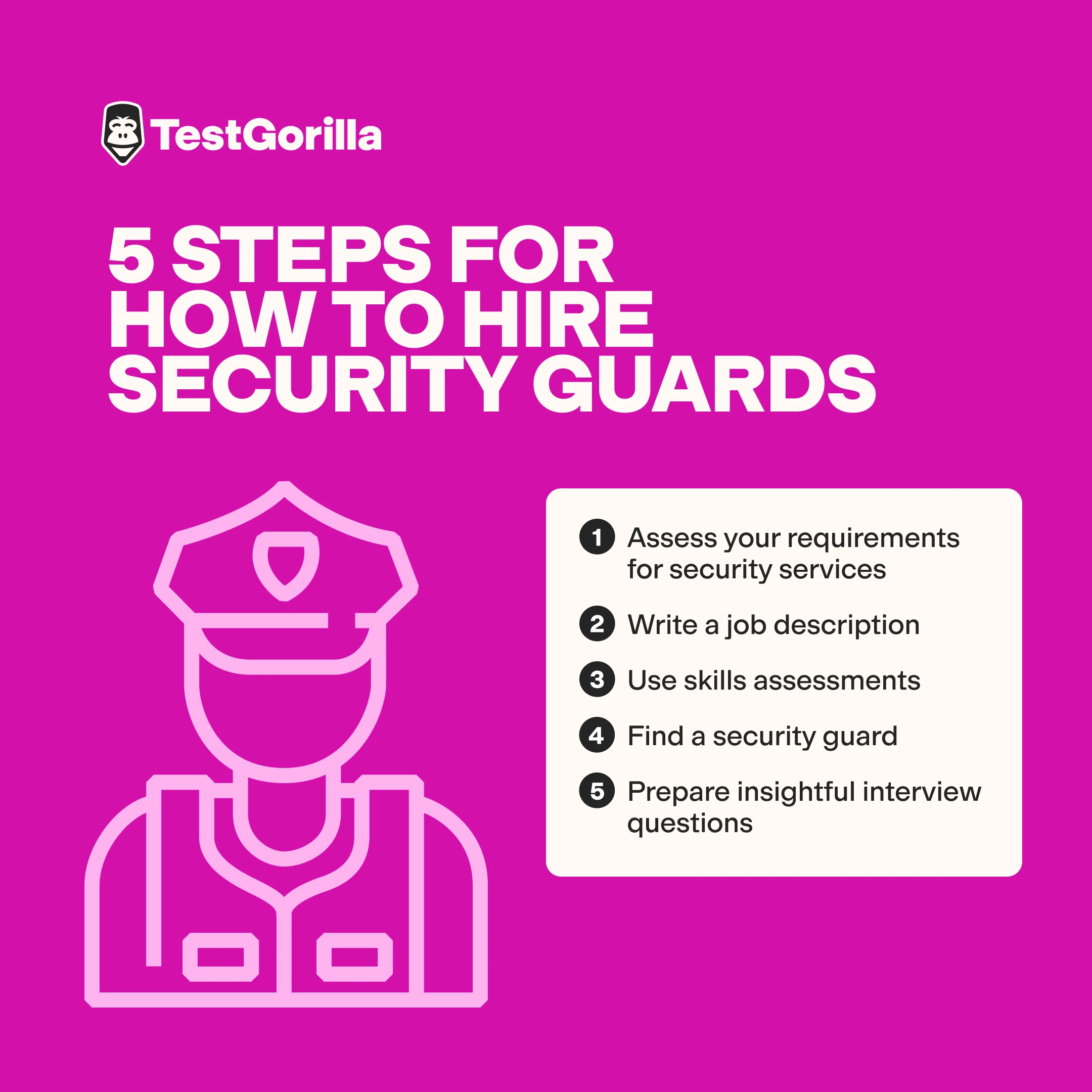 5 steps on how to hire security guards graphic