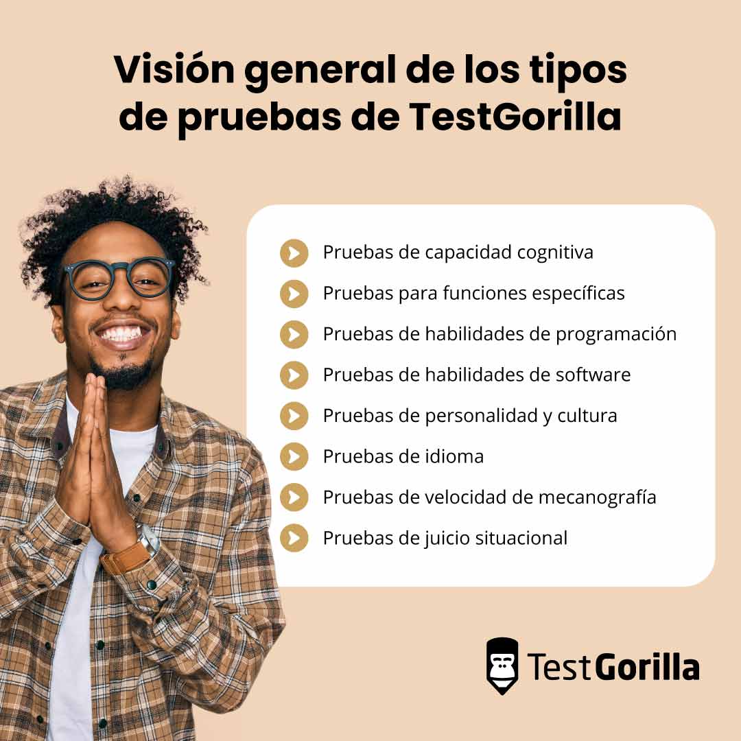 Visión general de los tipos de pruebas de TestGorilla
