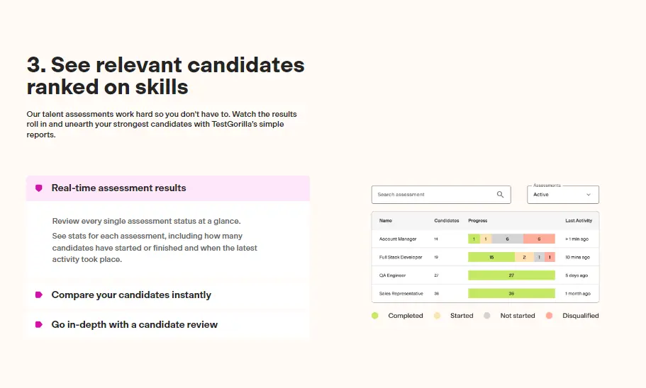 TestGorilla's new reporting and analytics screenshot
