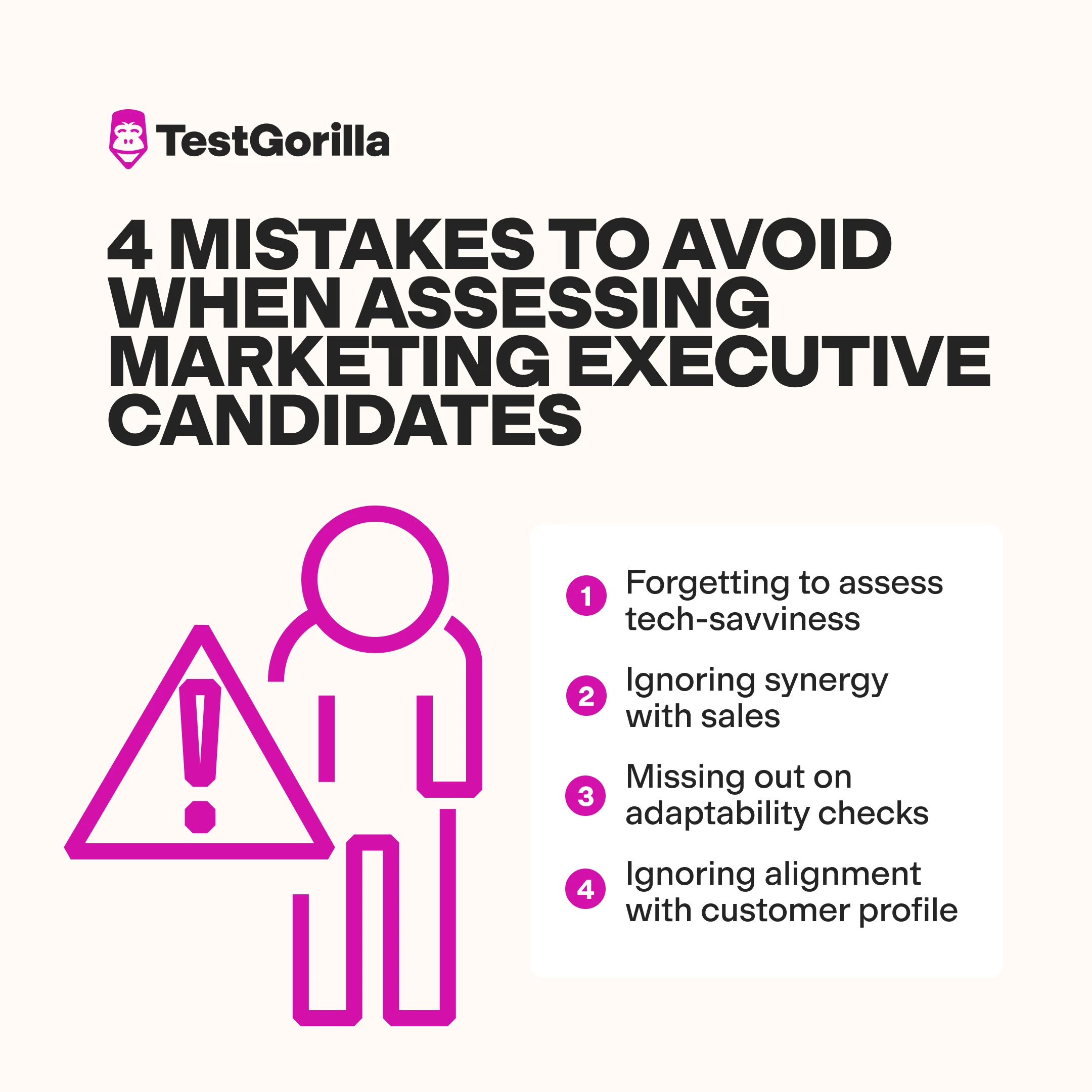 4 mistakes to avoid when assessing marketing executive candidates graphic