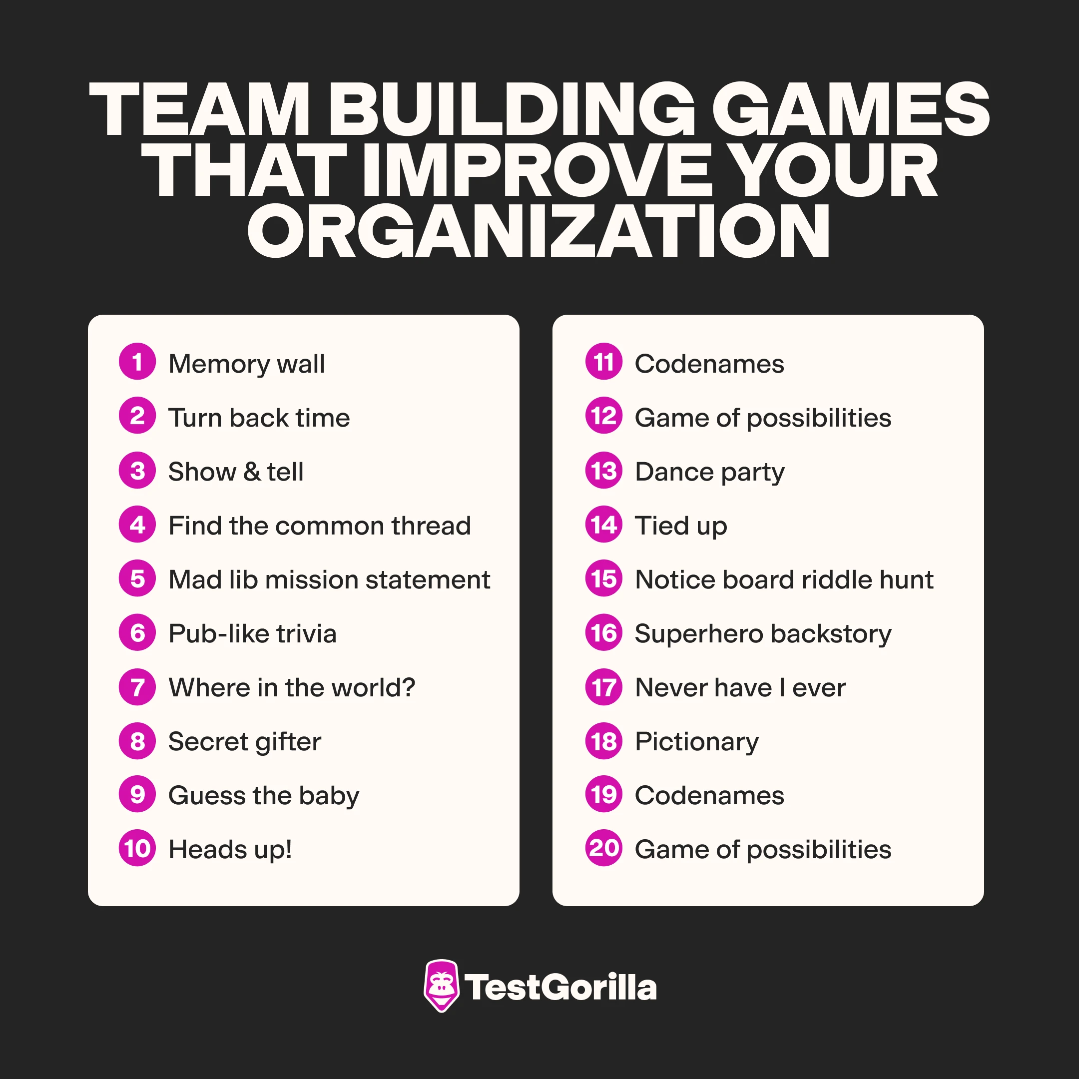 list of team building games graphic