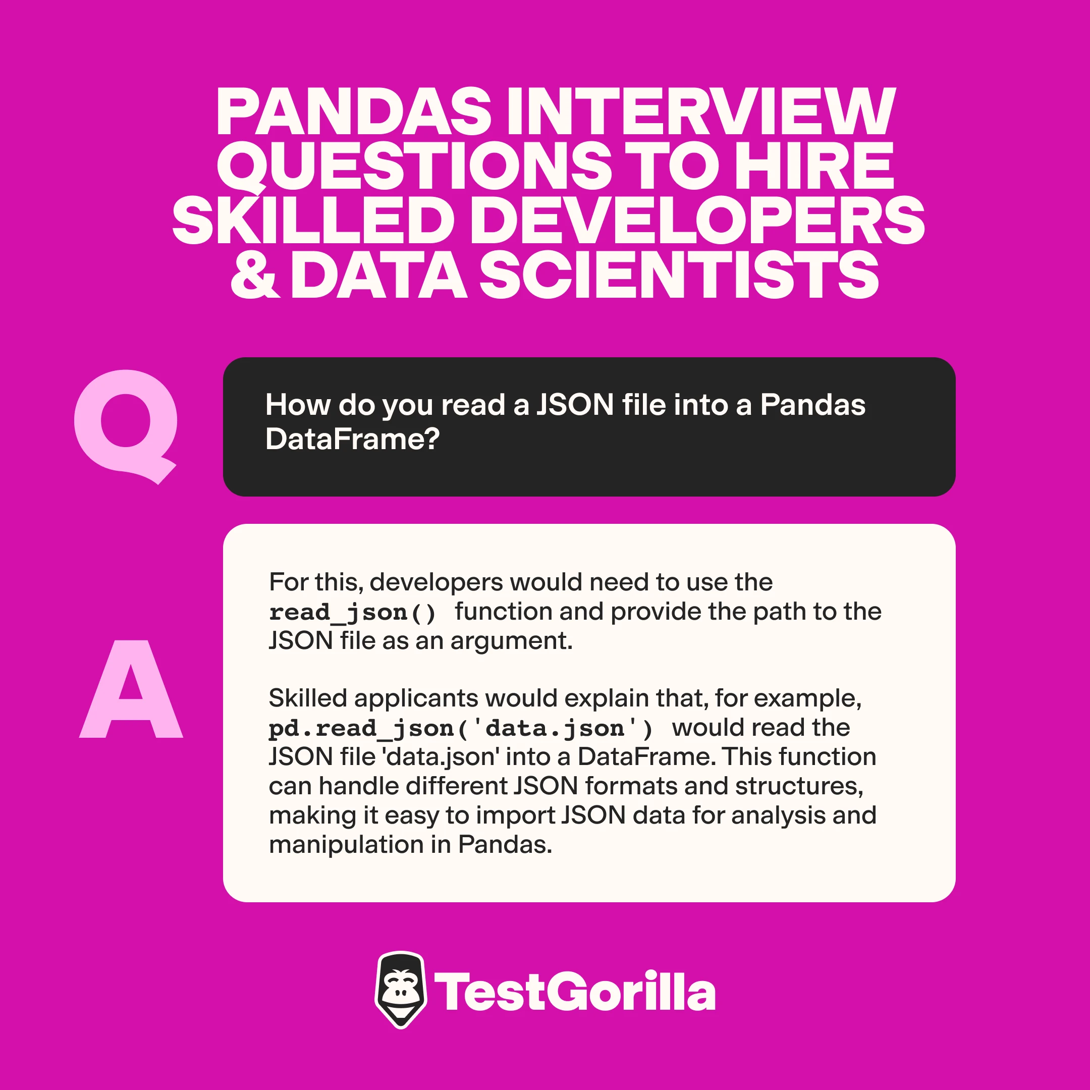 Pandas interview question How do you read a JSON file into a Pandas DataFrame