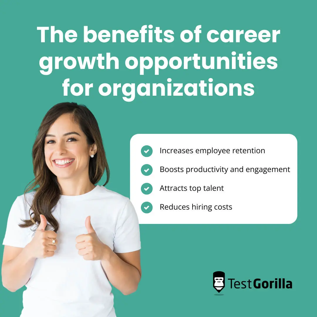 The benefits of career growth opportunities for organizations graphic