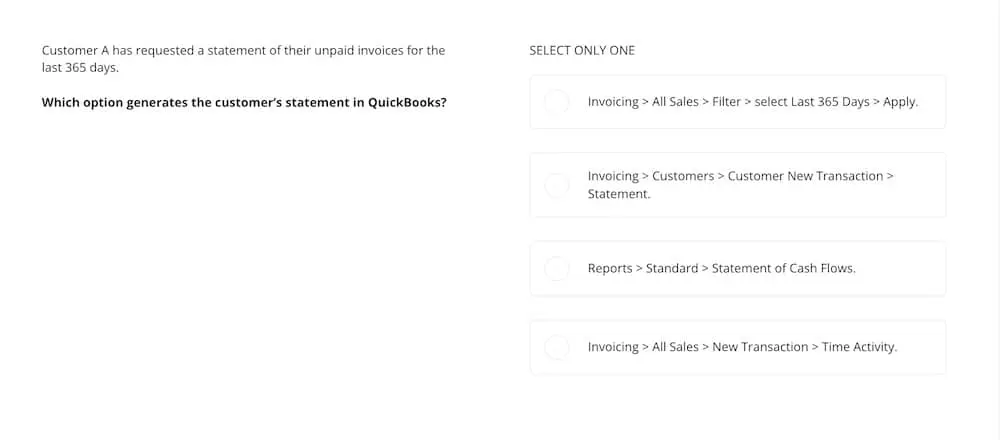 quickbooks test customer statement question