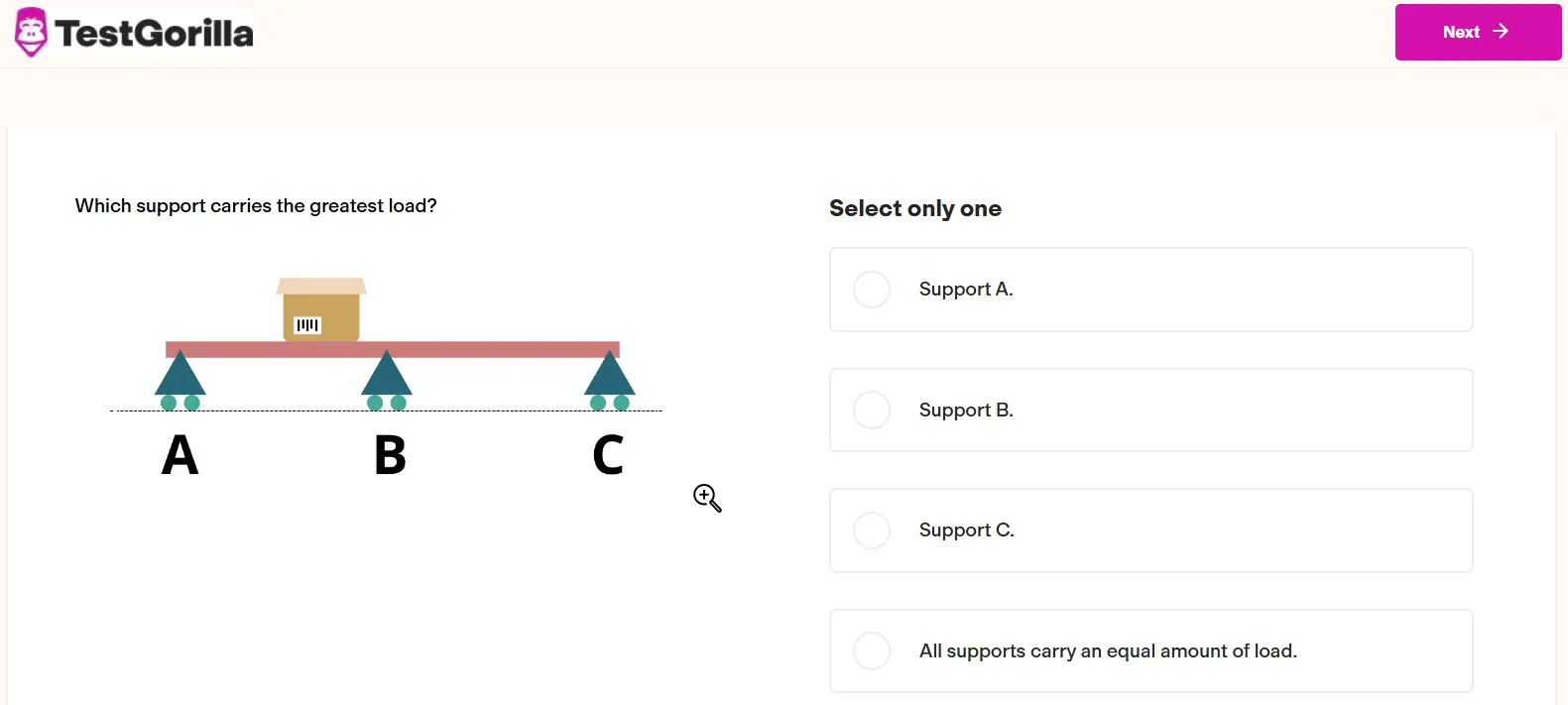 An example question from TestGorilla's Mechanical Reasoning test
