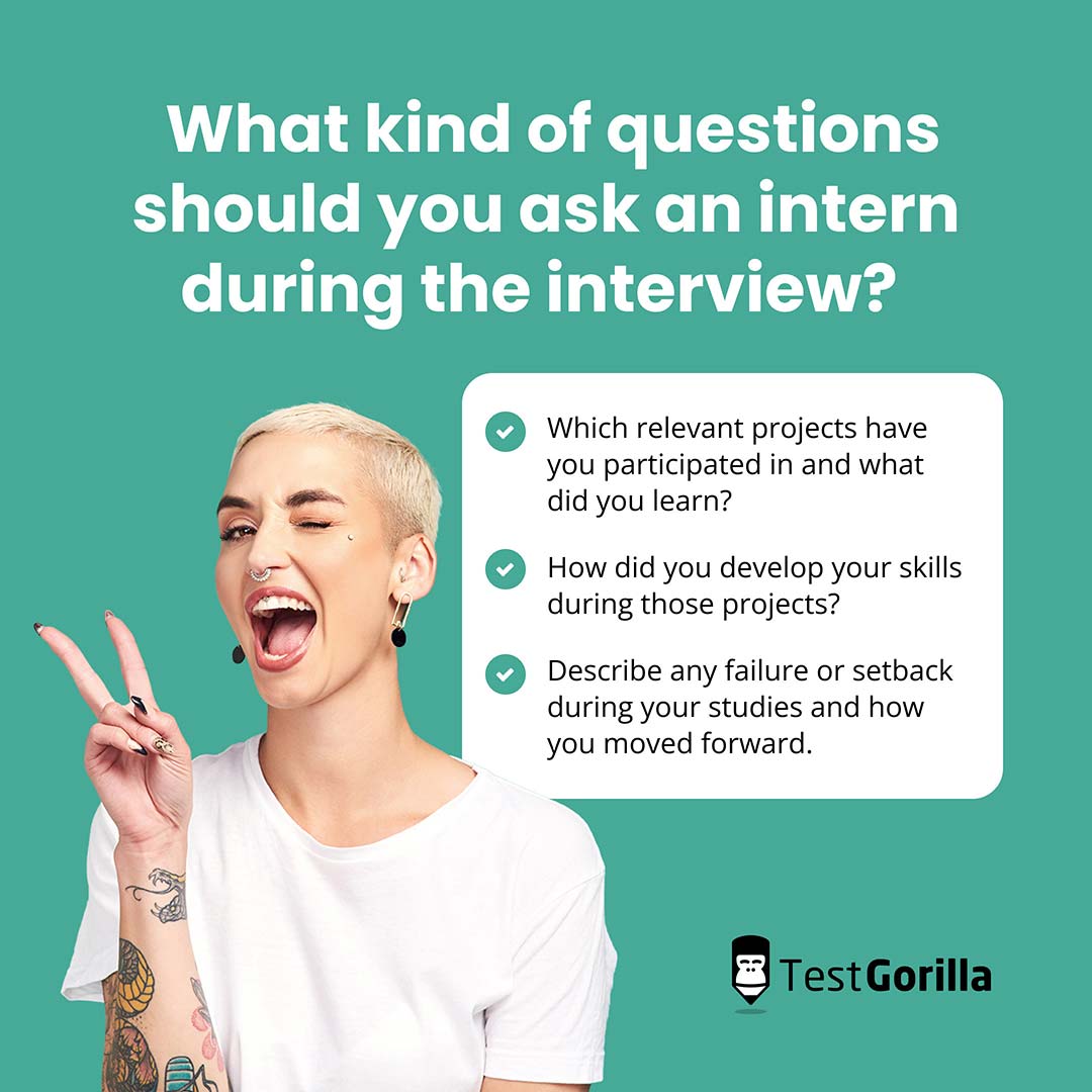 What kind of questions should you ask an intern during the interview graphic