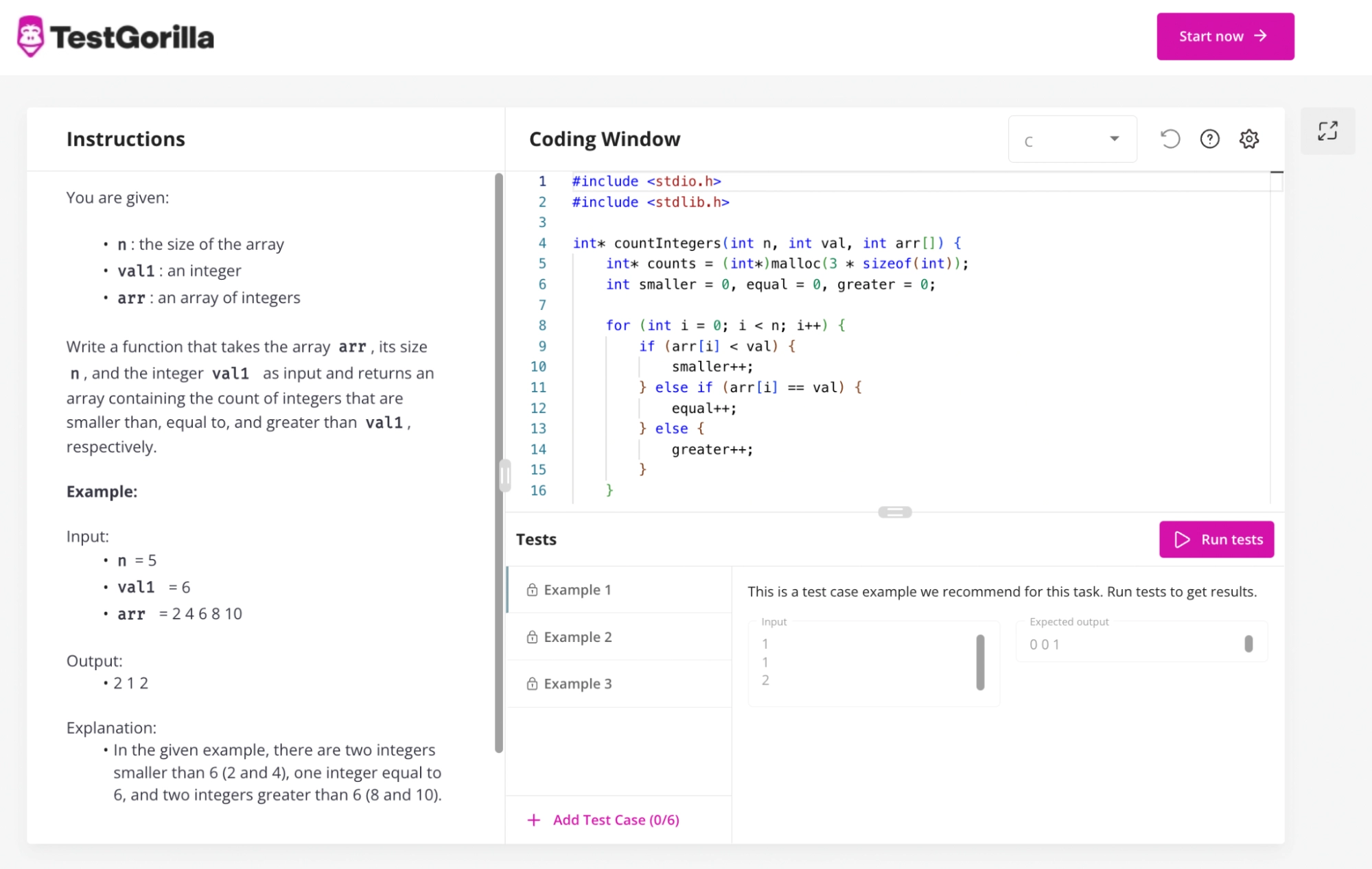 A coding puzzle from the Go (Coding): Entry-Level Algorithms test