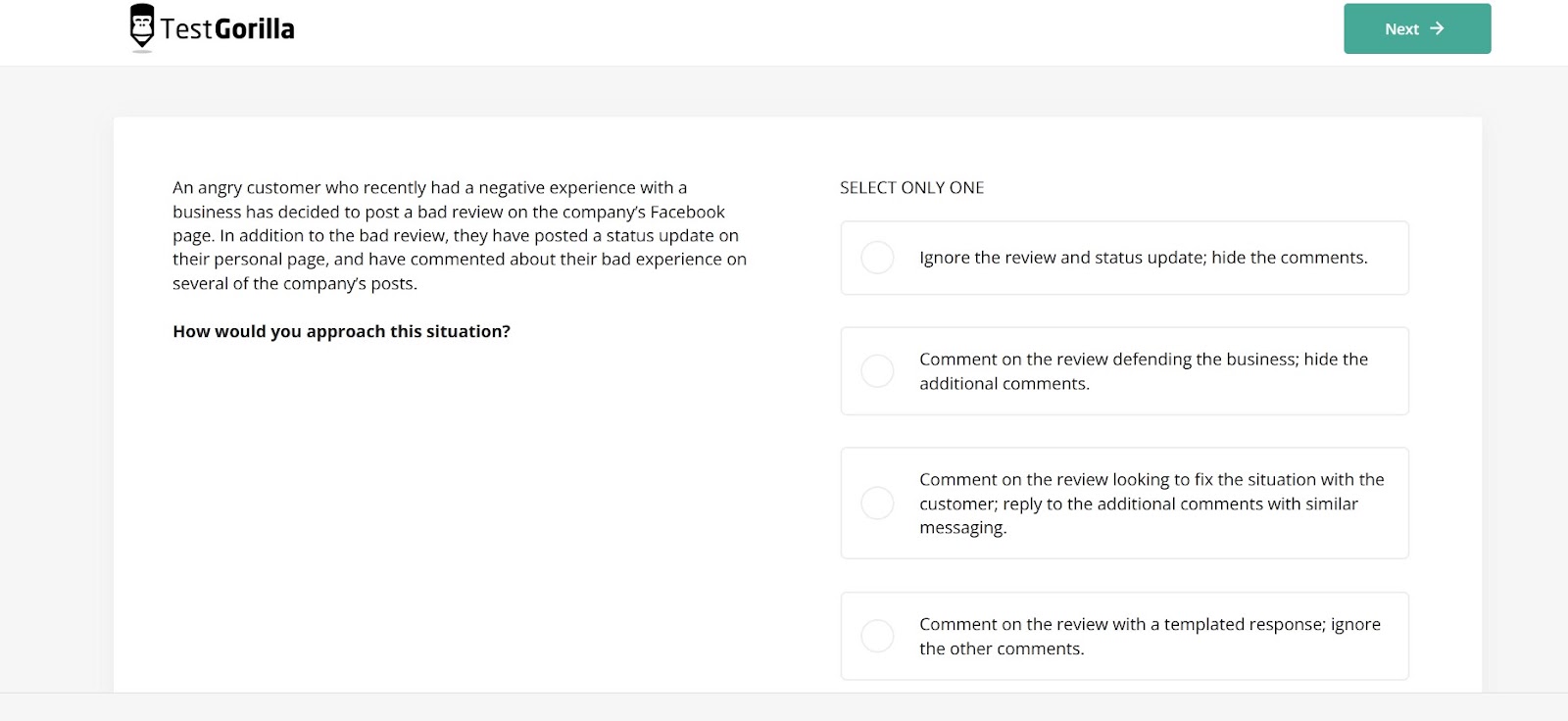 TG social media test sample question