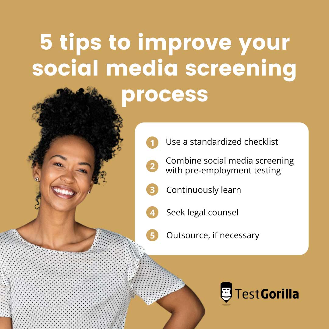 5 tips to improve your social media screening process graphic