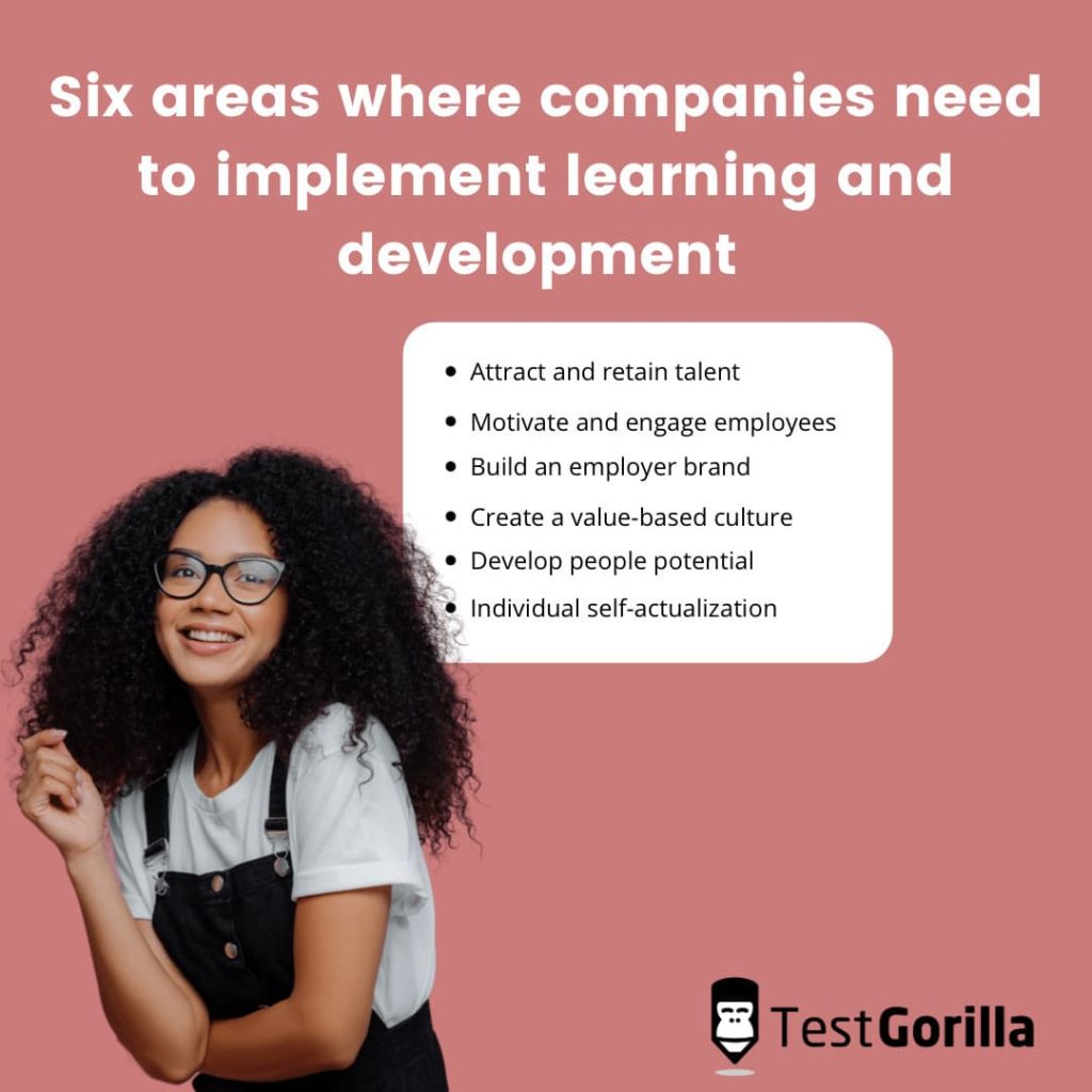 six different areas where companies need to implement learning and development