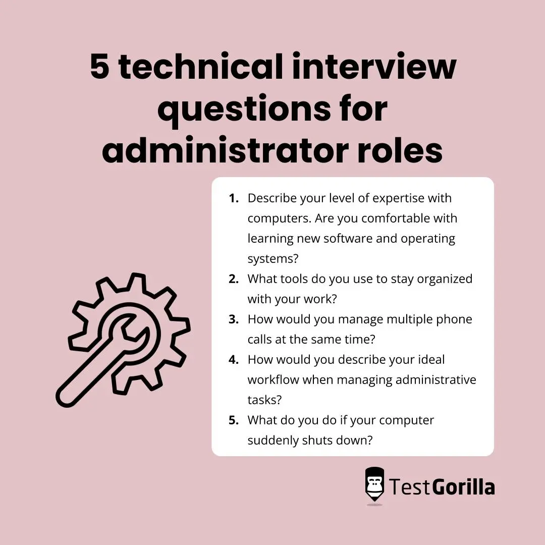 5 technical interview questions for administrator roles graphic