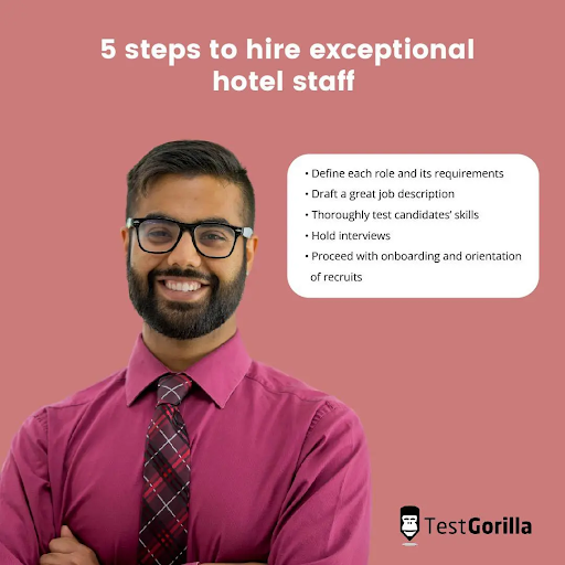 5 steps to hire hotel staff graphic