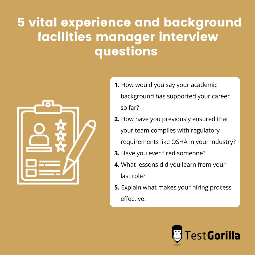 5 vital experience and background facilities manager interview questions