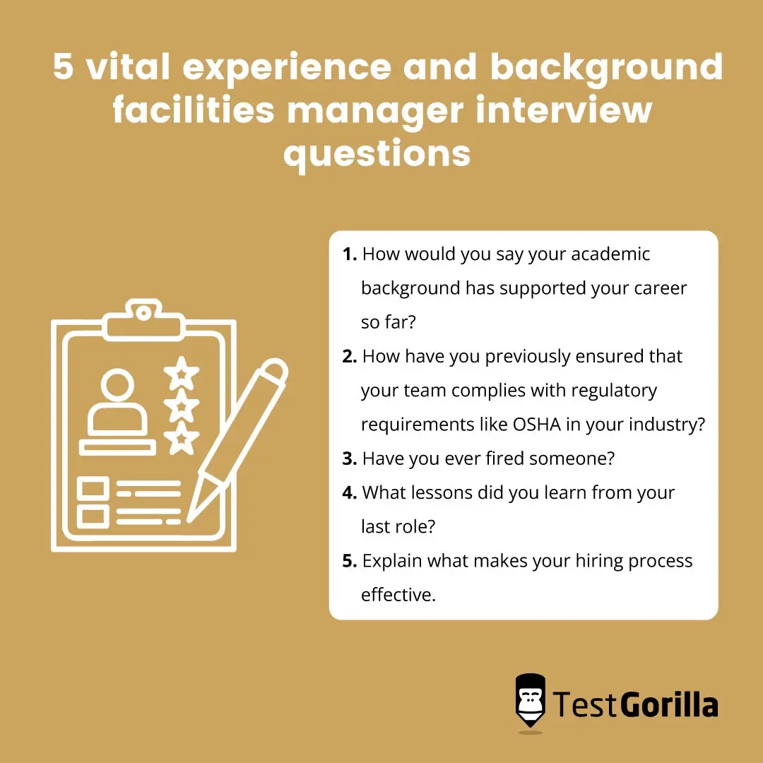5 vital experience and background facilities manager interview questions