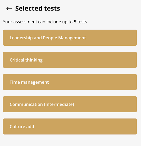 example of test selection in TestGorilla