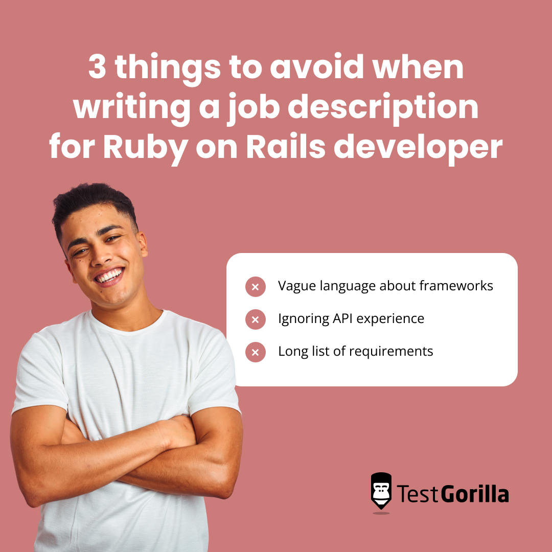 3 things to avoid when writing a job description for ruby on rails developers graphic