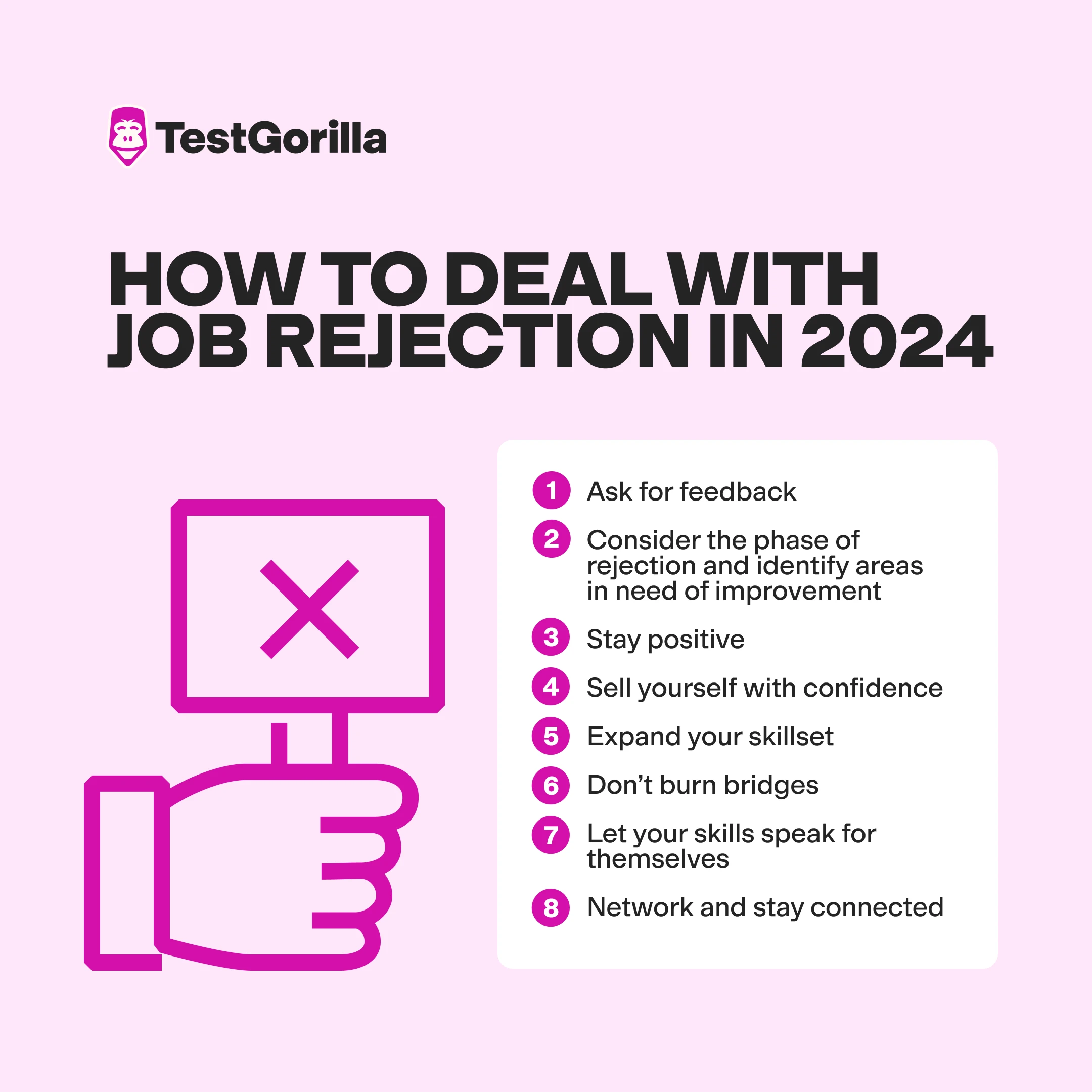 How to deal with job rejection in 2024 graphic