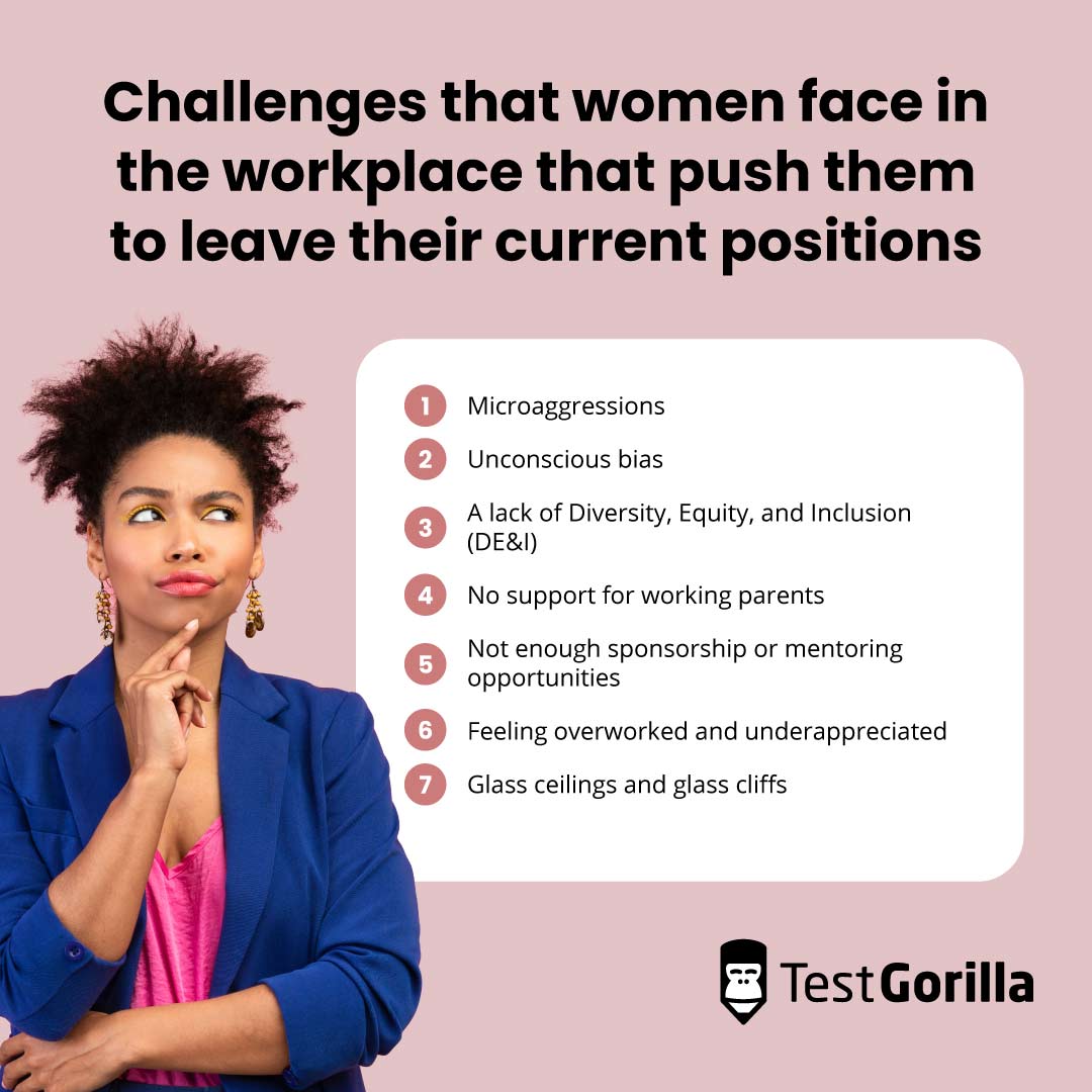 Challenges that women face in the workplace that push them to leave their current positions