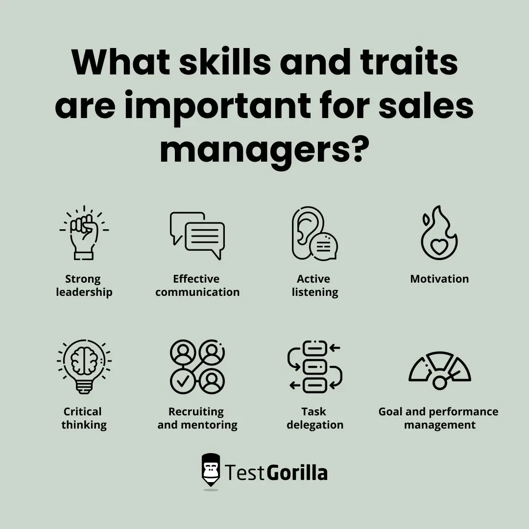 graphic showing what skills and traits are important for sales managers