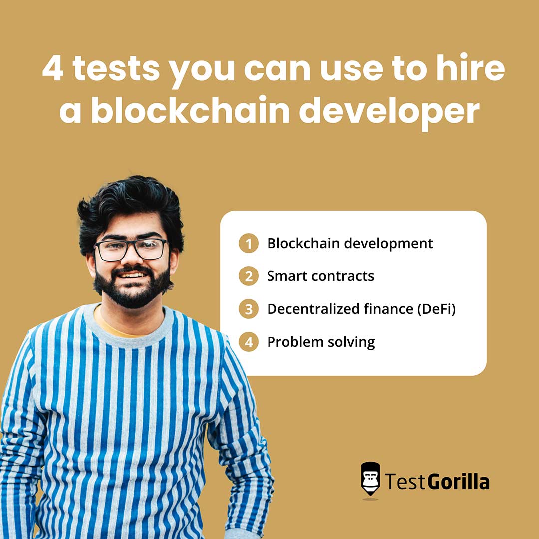 4 tests you can use to hire a blockchain developer graphic