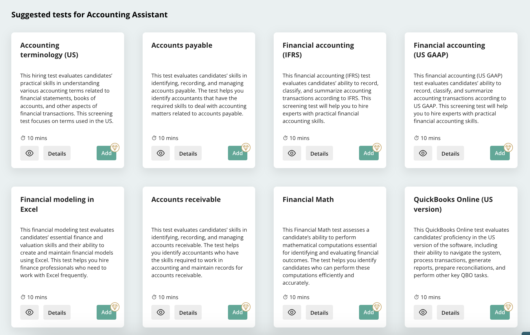 Accounting Assistant assessment by TestGorilla screenshot
