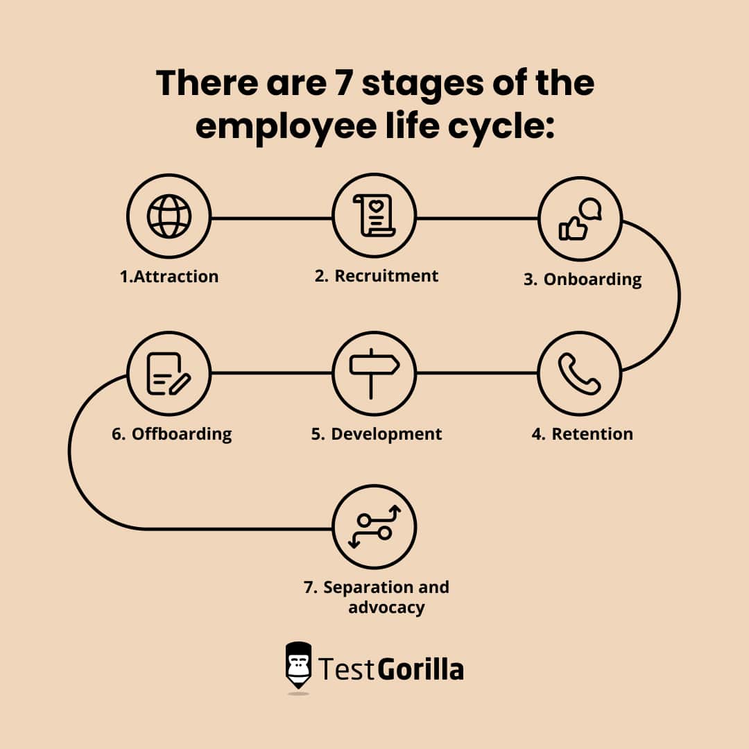 There are 7 stages of the employee life cycle