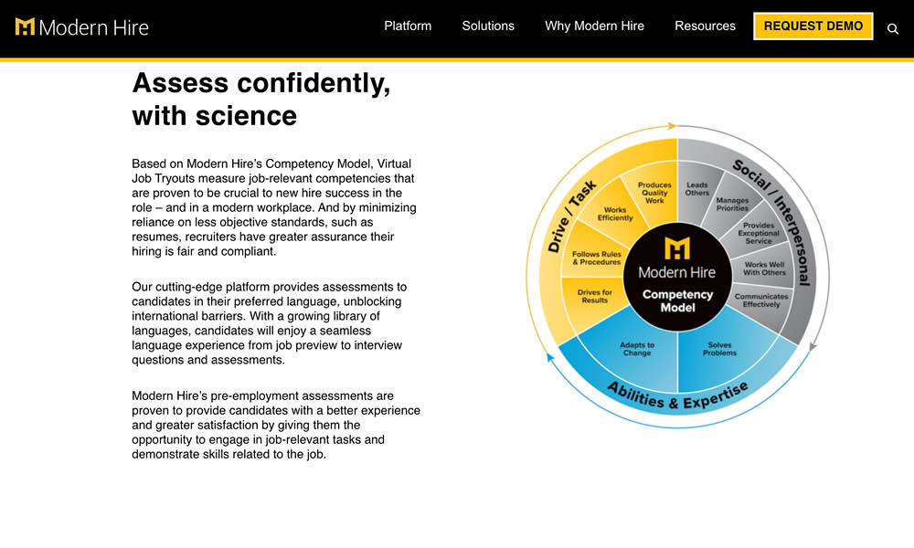 Modern Hire assessments