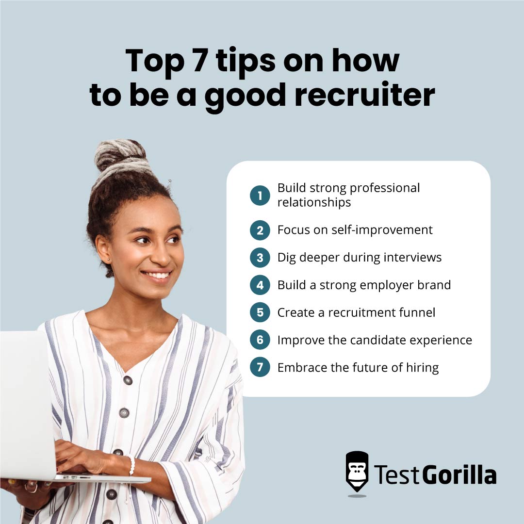 Top seven tips on how to be a good recruiter graphic