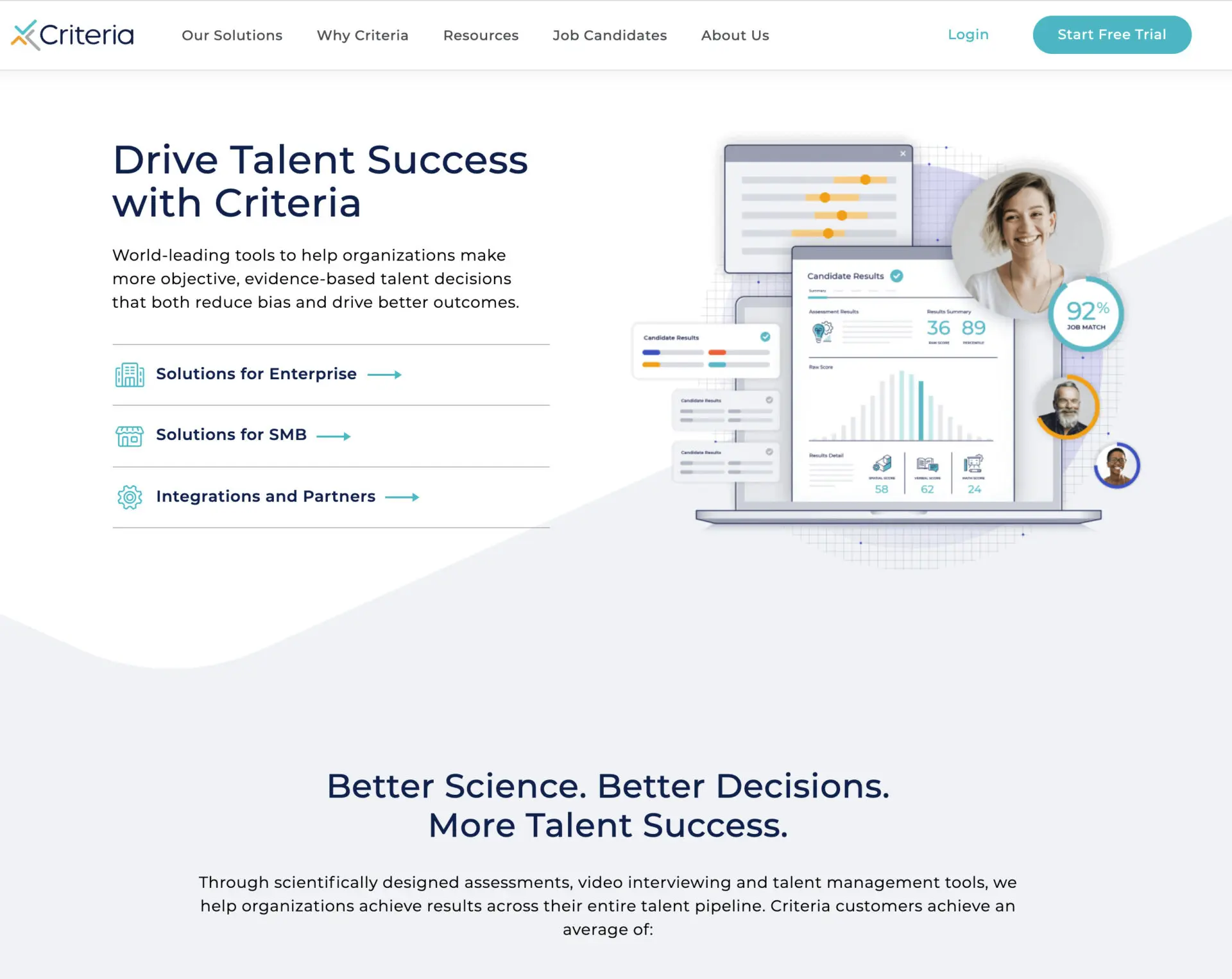 screenshot of Criteria homepage