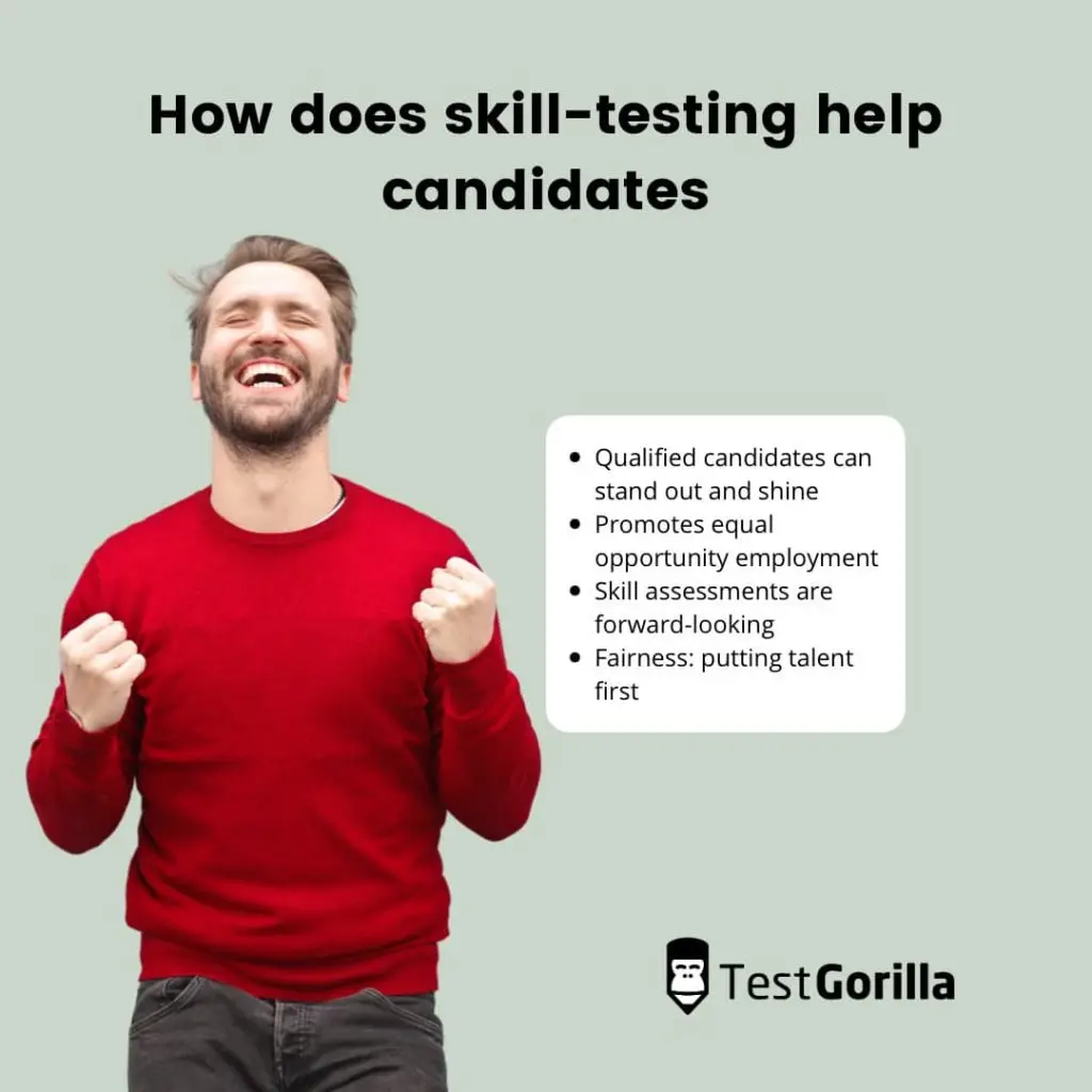 image listing the different ways that skill-testing help candidates
