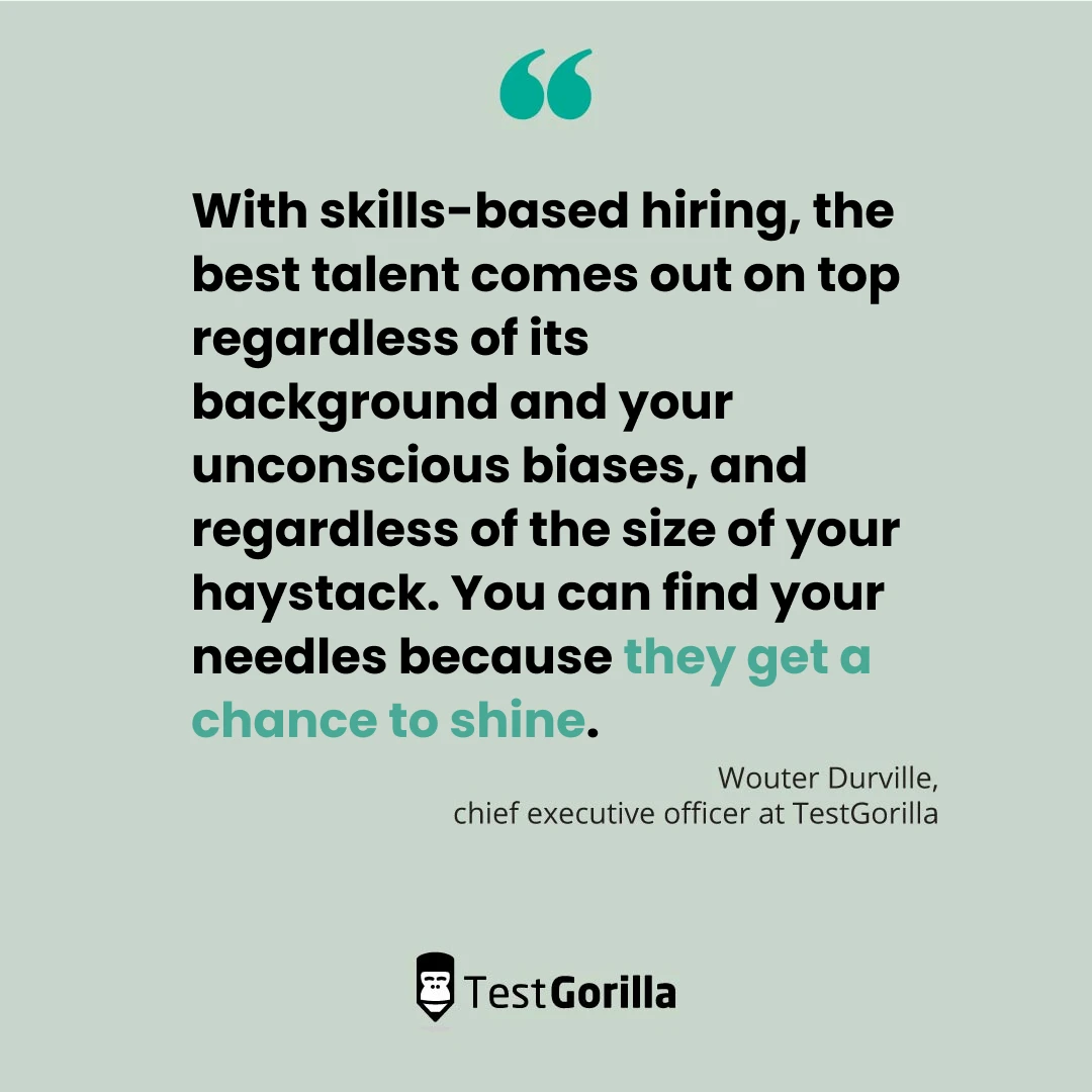 Wouter Durville, CEO of TestGorilla, quote about skills-based hiring