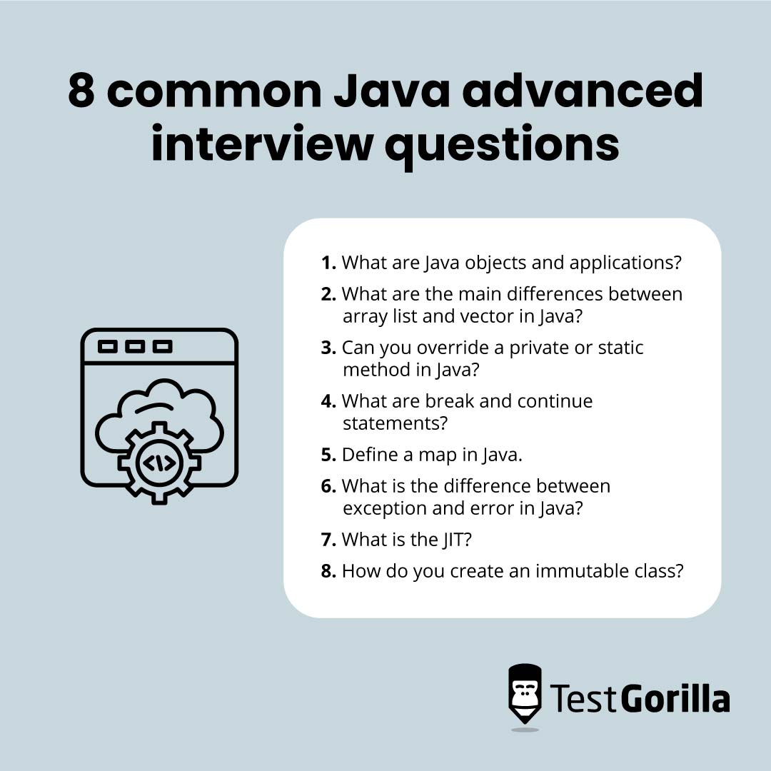 8 common Java advanced interview questions graphic