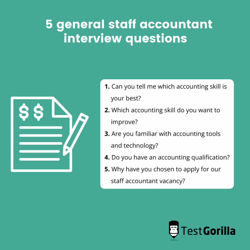 Five general staff accountant interview questions graphic