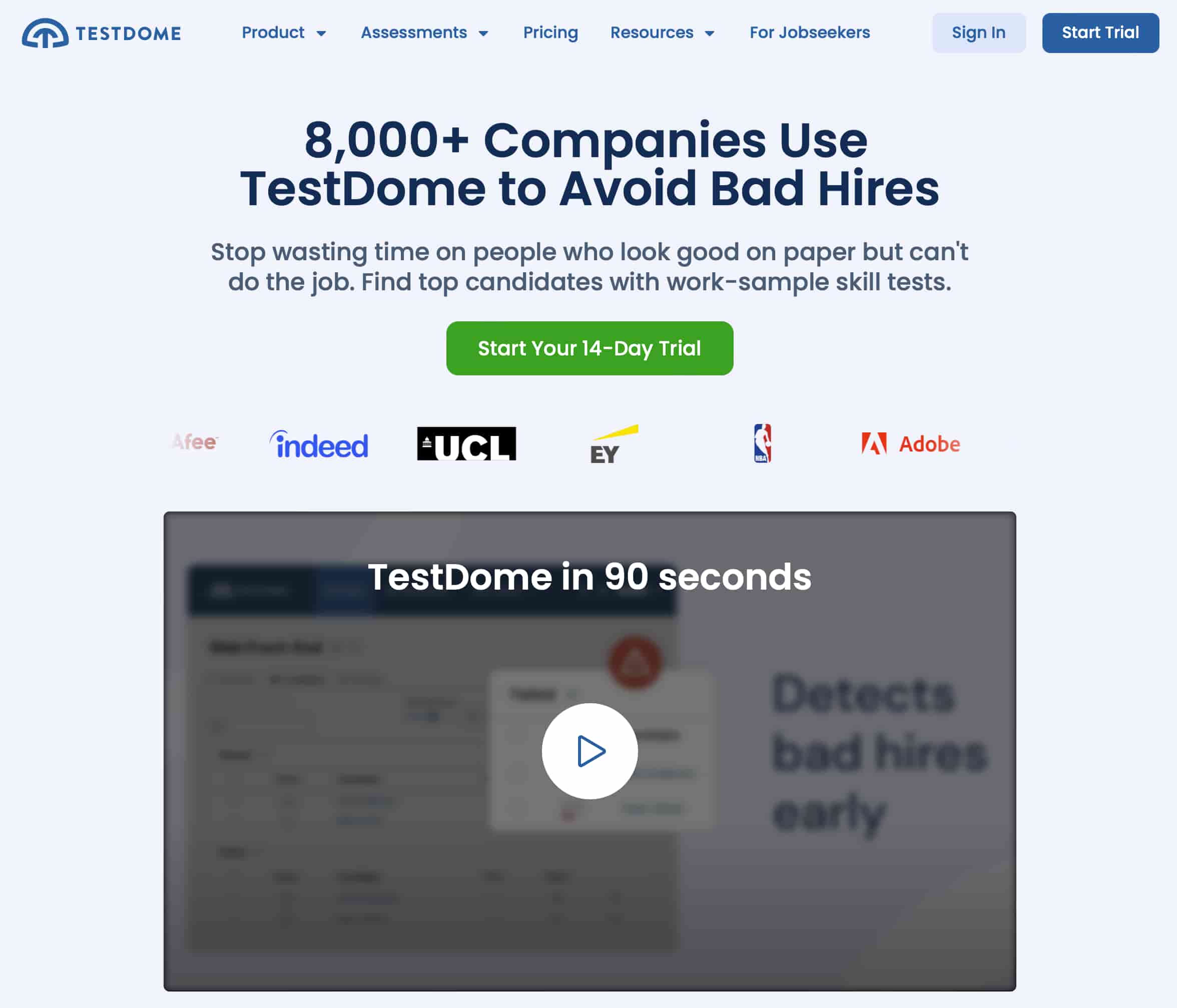 testdome homepage