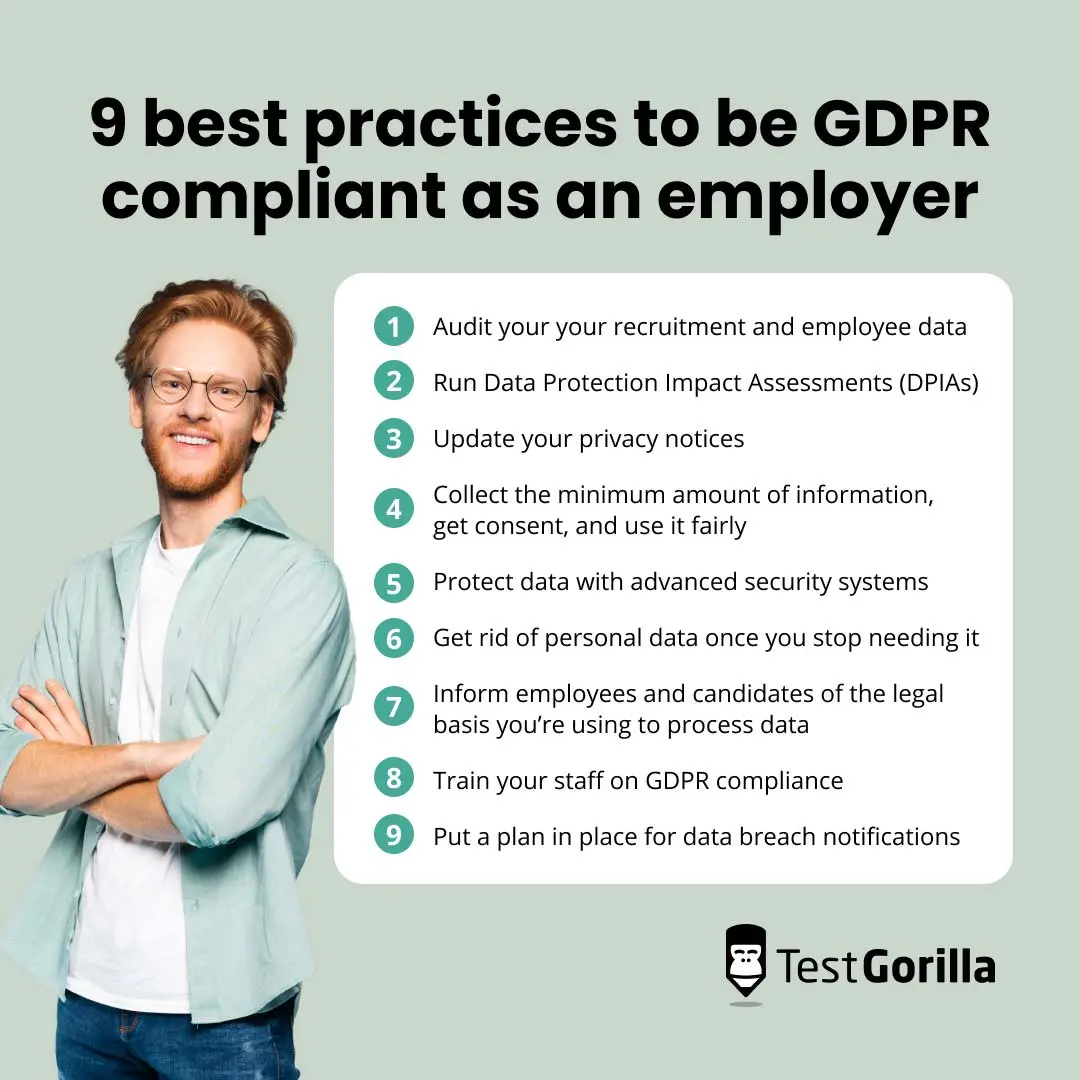 9 best practices to be GDPR compliant as an employer graphic